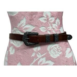 Banana Republic Safari Travel Clothing Brown Leather Belt Silver Buckle Vintage